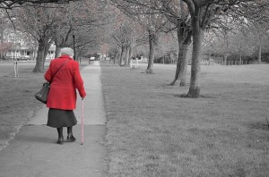 elderly person walking